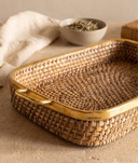 Bandeja Tejida Rectangular Herraje Dorado