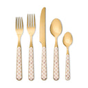 Mocha Check Bistro Flatware 5 Piece Place Setting