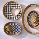 Courtly Check & Rattan Round Serving Tray