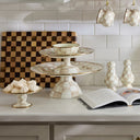 Mocha Check Pedestal Platter