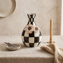Blush Poppy Check Vase, florero