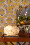 Lámpara De Mesa Cristal Ovalada Beige