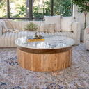 Mesa De Centro Redonda Floating Marble, en cuero