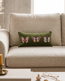Cojín Rectangular Velvet Verde Mariposas