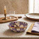 Violet Check Relish Dish, bowl en acero esmaltado