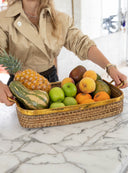 Bandeja Tejida Rectangular Herraje Dorado