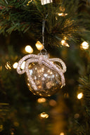 Bola Navideña Vidrio Gold Con Moño