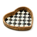 Courtly Check & Rattan Heart Tray