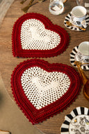 Individual Heart Crochet Vinotinto
