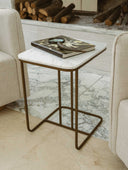 Mesa Auxiliar Metal & White Mármol