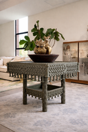 Mesa De Madera Tallada Green Verde Vintage