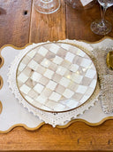 Mocha Check Dinner Plate