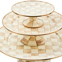 Mocha Check  Pedestal Platter