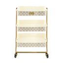 Mocha Check 3-Tier Kitchen Cart