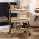 Mocha Check 3-Tier Kitchen Cart