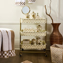 Mocha Check 3-Tier Kitchen Cart