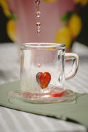 Mug Vidrio Corazón Rojo