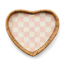 Rosy Check &amp; Rattan Heart Tray