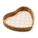 Rosy Check &amp; Rattan Heart Tray