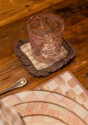 Set Servilleta & Portavasos Cuadros Mocca