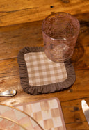 Set Servilleta & Portavasos Cuadros Mocca