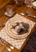 Set Servilleta & Portavasos Cuadros Mocca