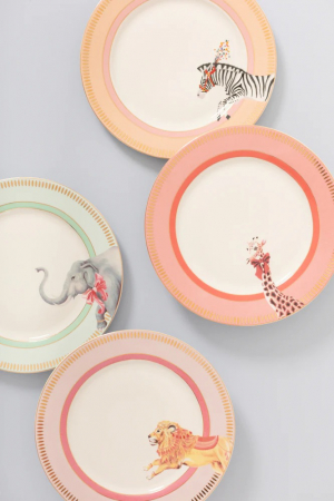 Platos Postre Animals Set x4