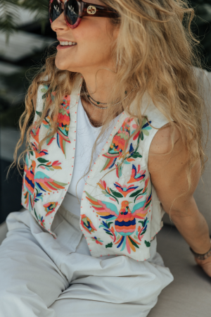 Morning Glory Vest White Mexican