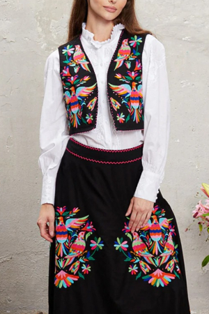 Morning Glory Vest Black Mexican