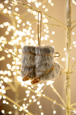 Adorno Navideño Mini botas Furry Grey