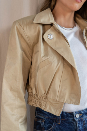 Chaqueta Bomber Crop Dorada