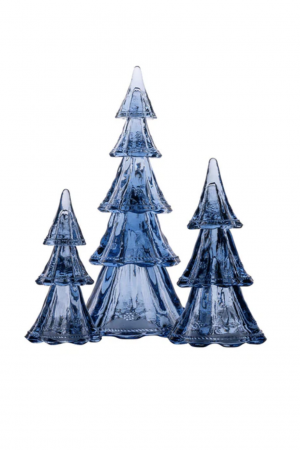 Set X3 Árboles Navidad Vidrio Blue