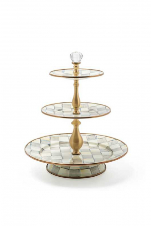 Sterling Check Three Tier Sweet Stand