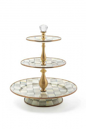 Sterling Check Three Tier Sweet Stand