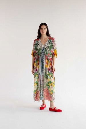 Vestido Guiada Kaftan Floral Greek