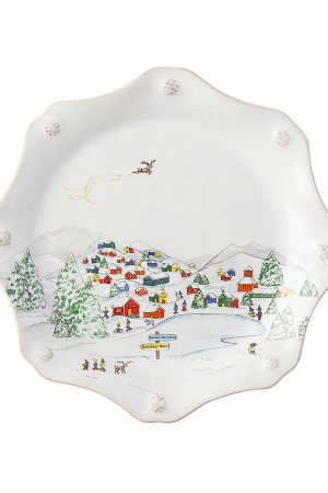 Plato Postre Octagonal Aldea Snow