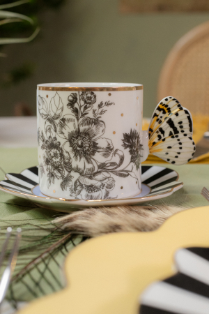 Butterfly Toile Mug & Saucer Set