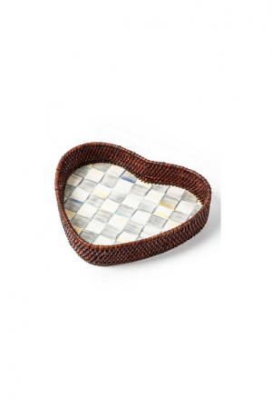 Courtly Check Rattan & Enamel Heart Tray