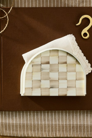 Mocha Check Napkin Holder